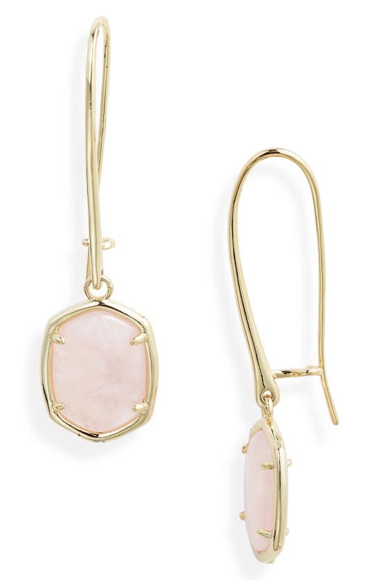 Shop Kendra Scott Daphne Wire Drop Earrings In Gold Rose Quartz