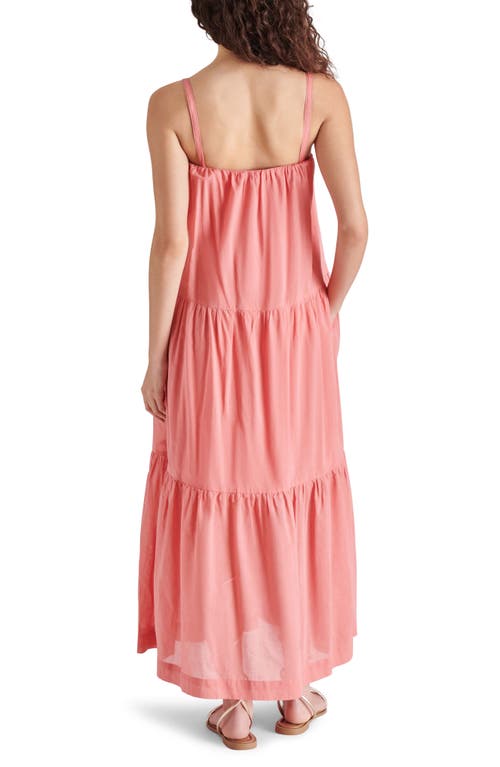 Shop Steve Madden Oceane Tiered Cotton Maxi Sundress In Peach Romance