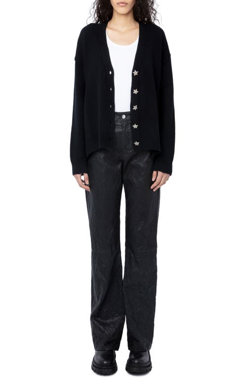 Zadig & Voltaire Mirka Crystal Star-buttons V-neck Cashmere Cardigan In Noir