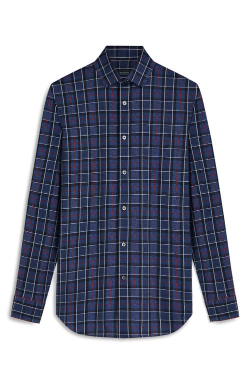 Bugatchi Ooohcotton® Plaid Print Button-up Shirt In Indigo