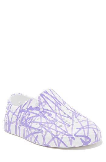 Native Shoes Jefferson Water Friendly Perforated Slip-on In Shlwht/shlwht/lavbrstddle