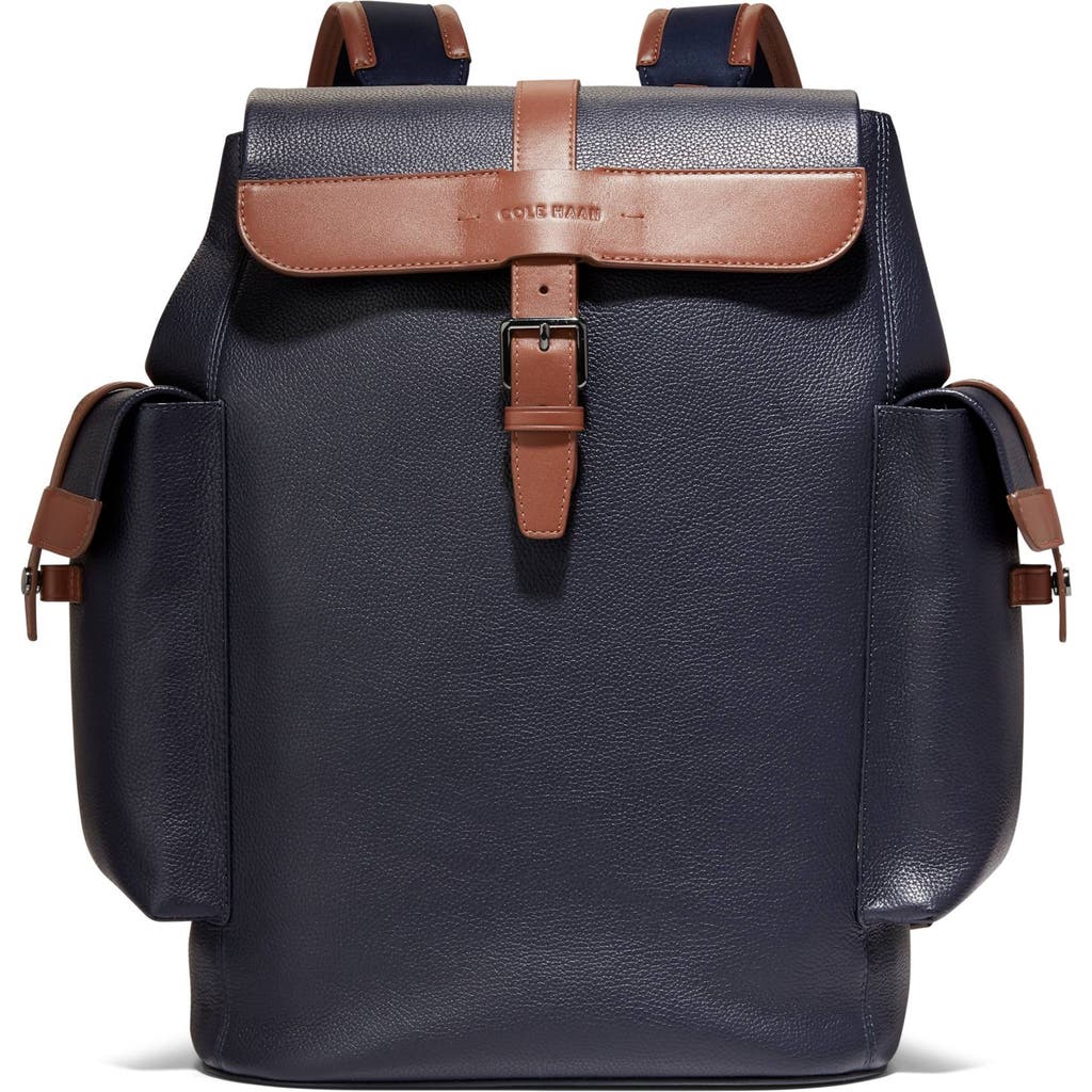 Cole Haan Triboro Leather Backpack In Blue