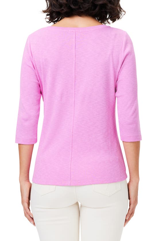 Shop Nzt By Nic+zoe Boat Neck Cotton T-shirt In Pink Lotus