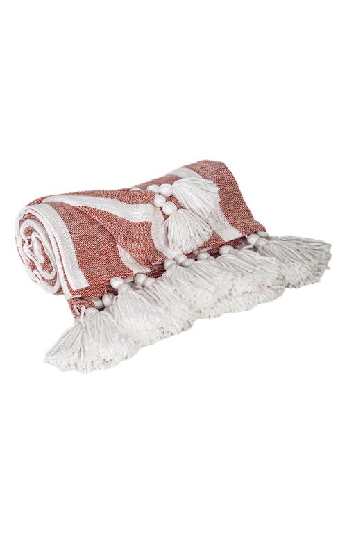 Parkland Collection Nara Stripe Tassel Throw Blanket In Rust