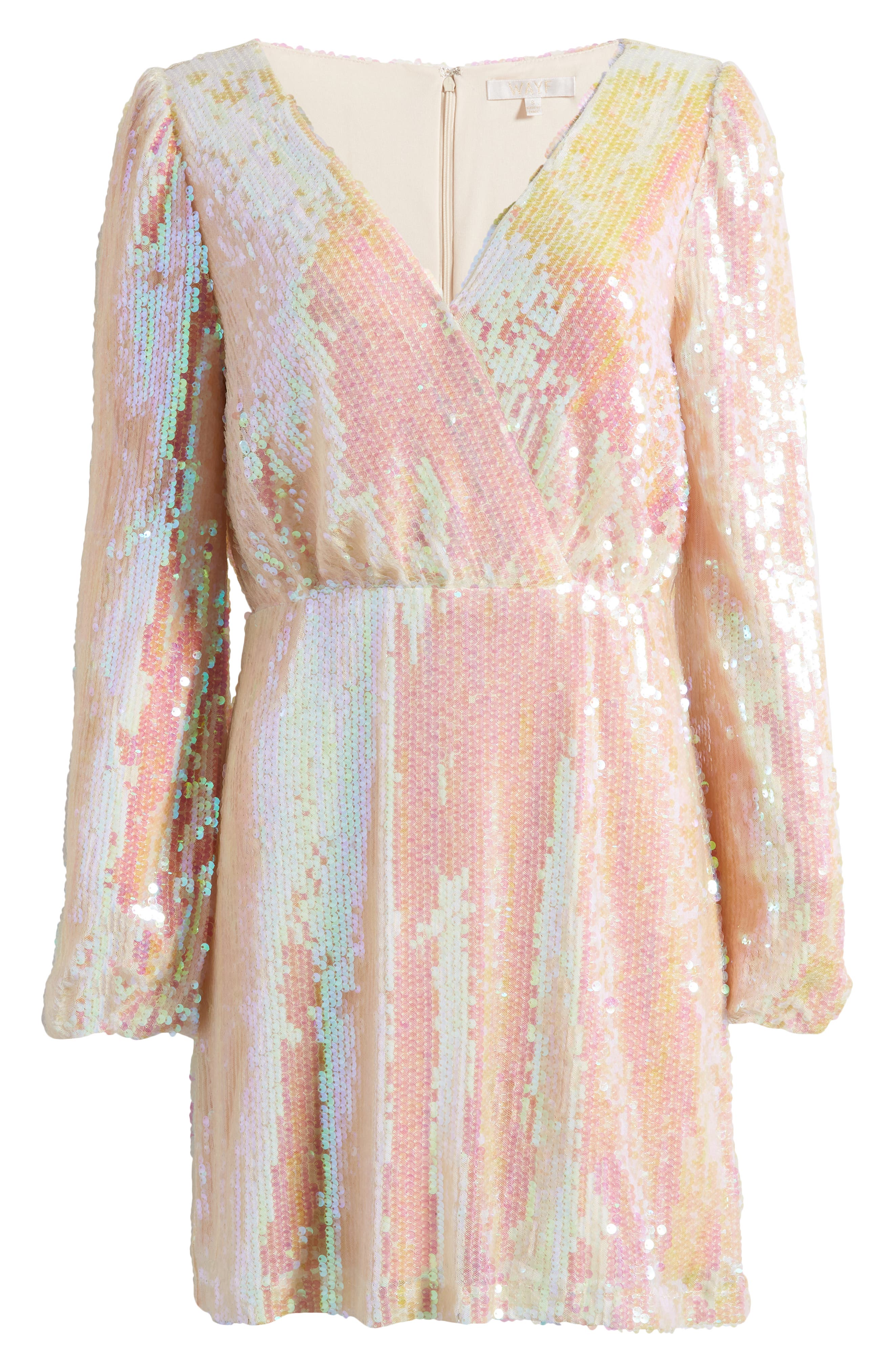 WAYF Carrie Long Sleeve Sequin Minidress in Opal Sequin | Smart Closet WAYF Carrie Long Sleeve Sequin Minidress in Opal Sequin | Smart Closet