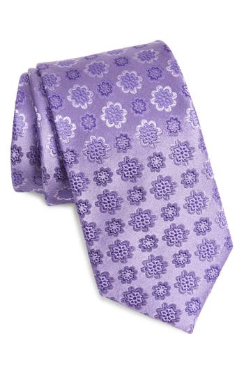 Duchamp Silk Medallion Tie In Purple