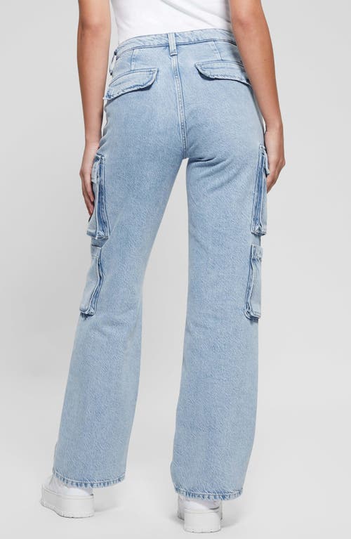Guess Kori High Waist Nonstretch Denim Cargo Jeans In Day Dreamz