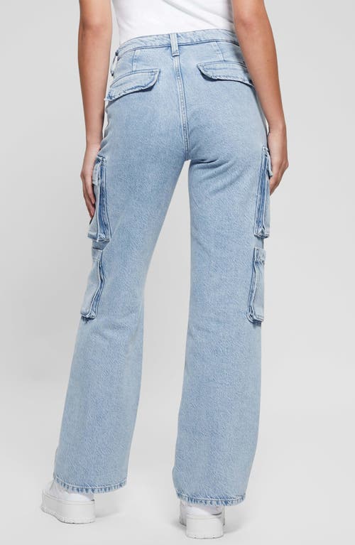 Shop Guess Kori High Waist Nonstretch Denim Cargo Jeans In Day Dreamz