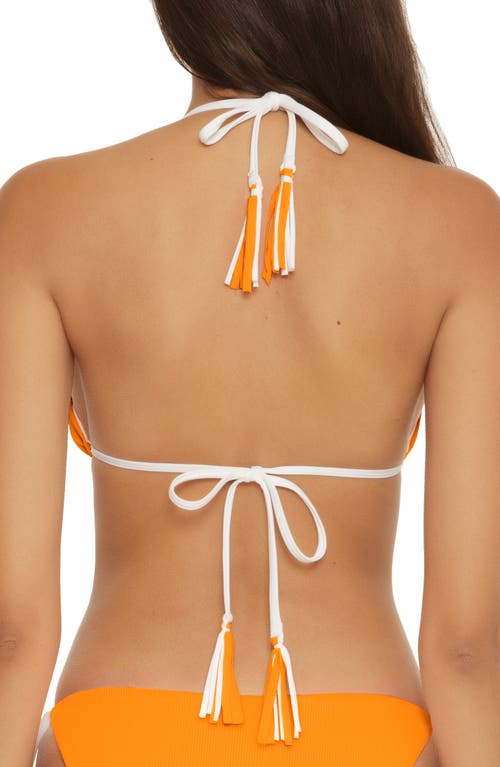 Becca Modern Reversible Rib Triangle Bikini Top In Orange Burst