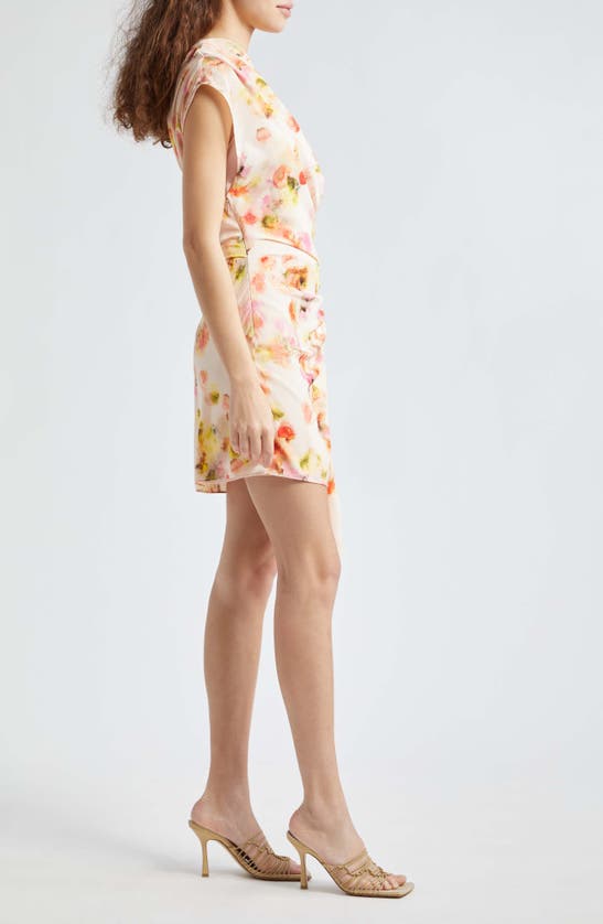 Shop A.l.c Poppy One-shoulder Silk Blend Minidress In Balm