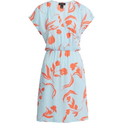 Petite Halogen Faux Wrap Dress, Blue
