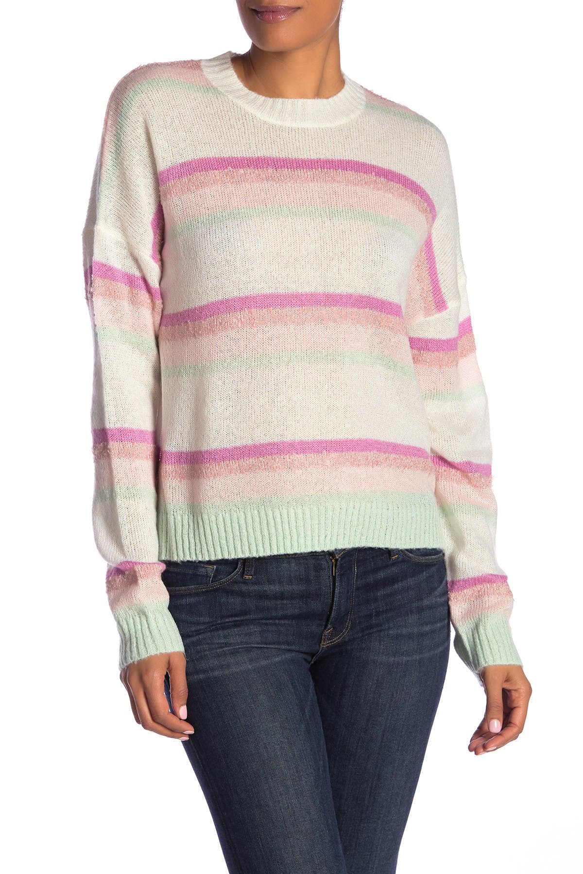 Abound Knit Stripe Sweater In Ivory Mckay Stp