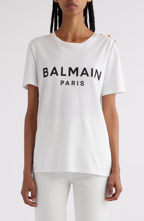 Balmain Button Shoulder Cotton Logo Graphic T-Shirt at Nordstrom,