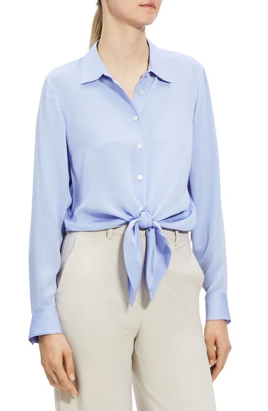 Theory Button-front Tie Waist Top In Regatta - G0u