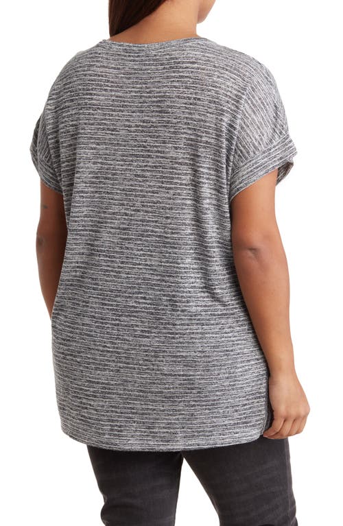Shop Bobeau Stripe Side Slit T-shirt In Dk Graphite/white