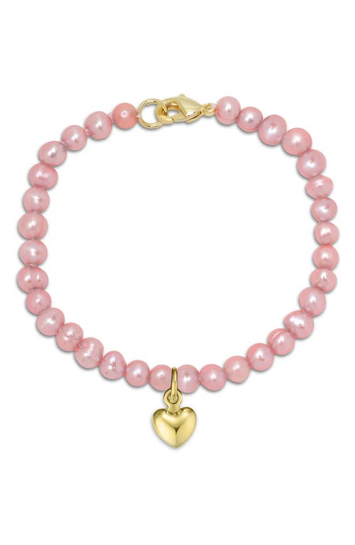 Shop Lily Nily Kids' Pink Freshwater Pearl Heart Charm Bracelet