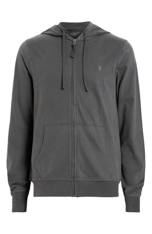 Shop Allsaints Brace Cotton Zip-up Hoodie In Carter Grey