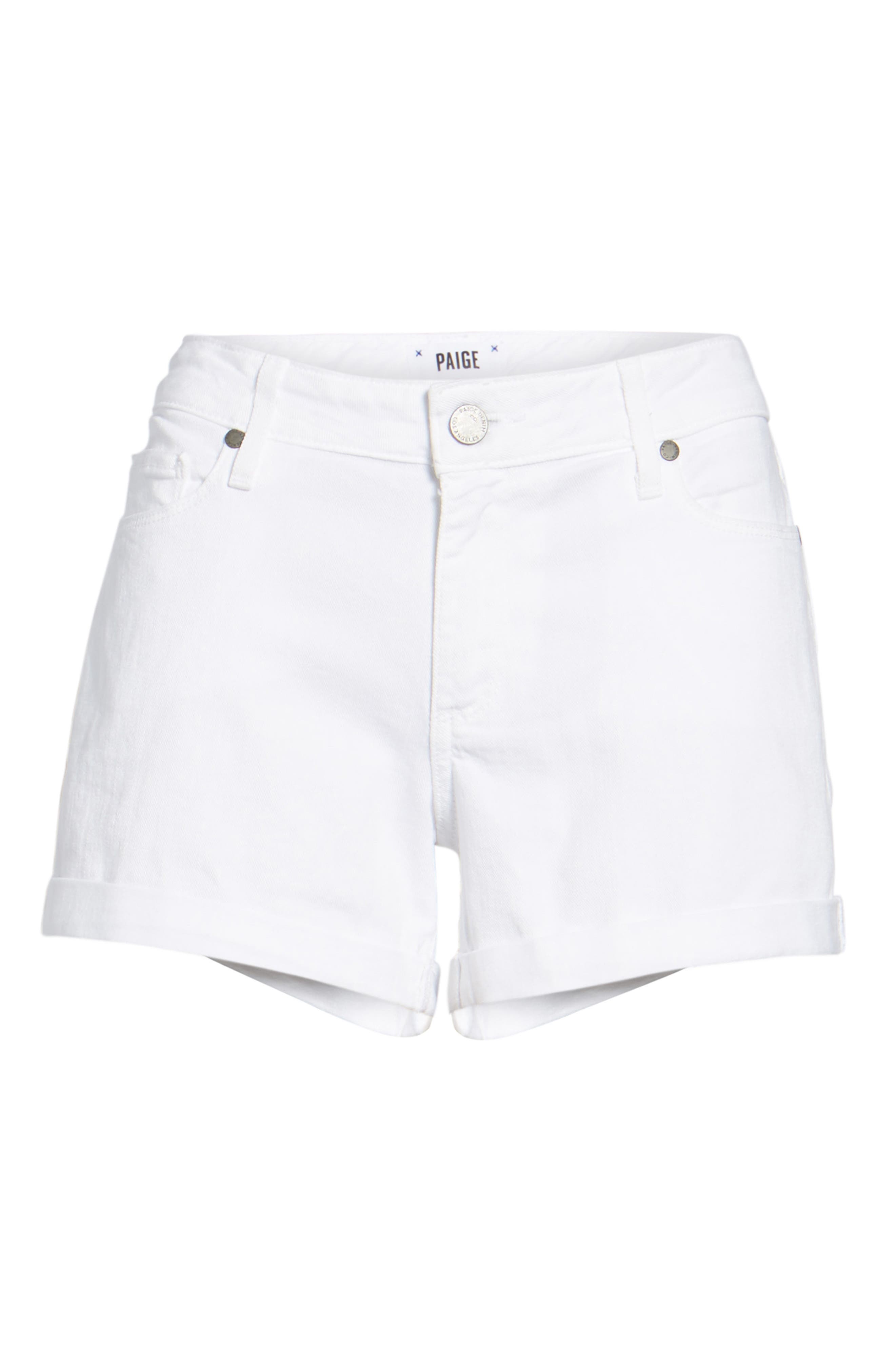 paige white denim shorts