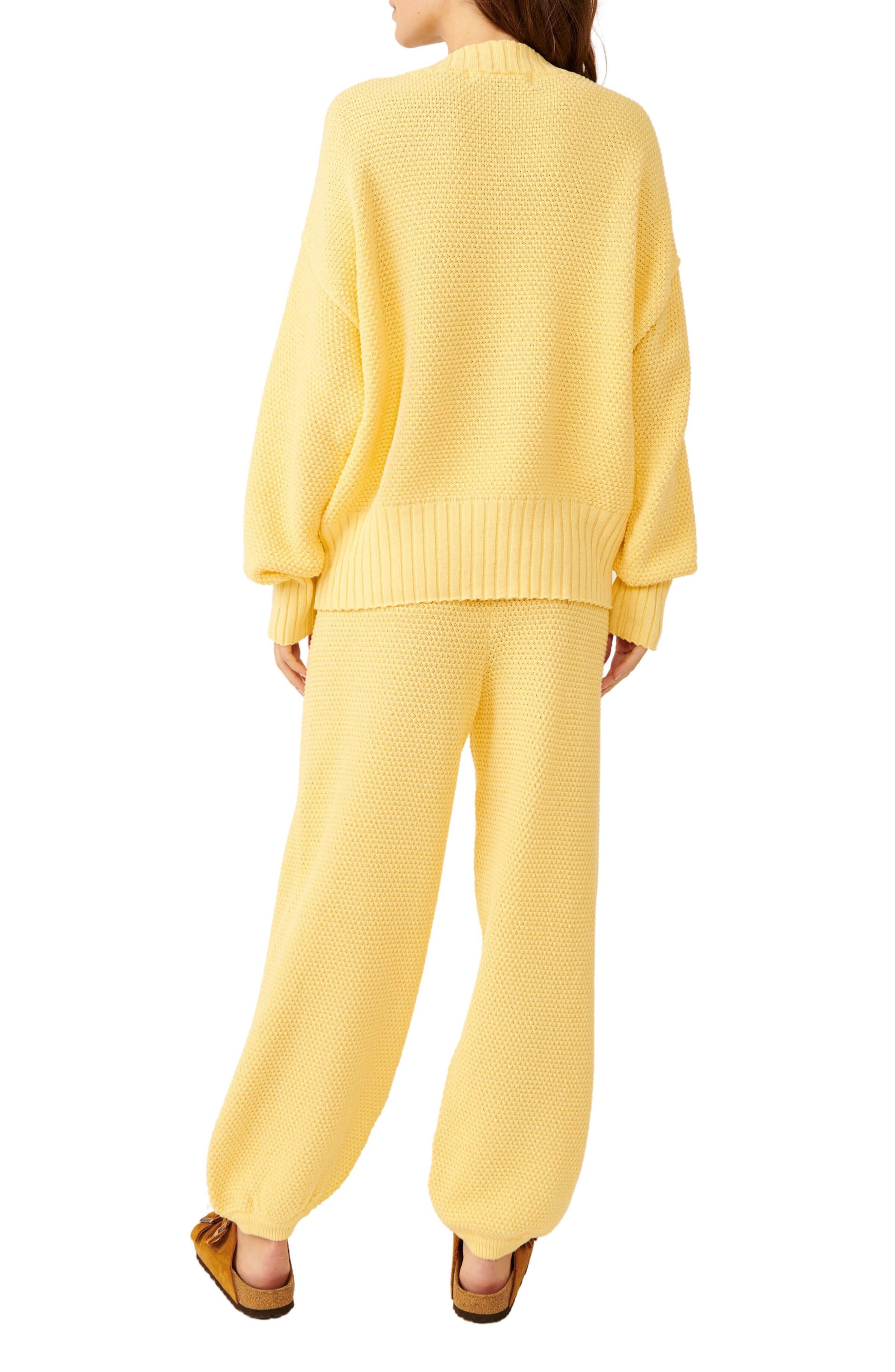 Free People Hailee Waffle Stitch Cardigan Pants in Yellow Tansy - Main Image