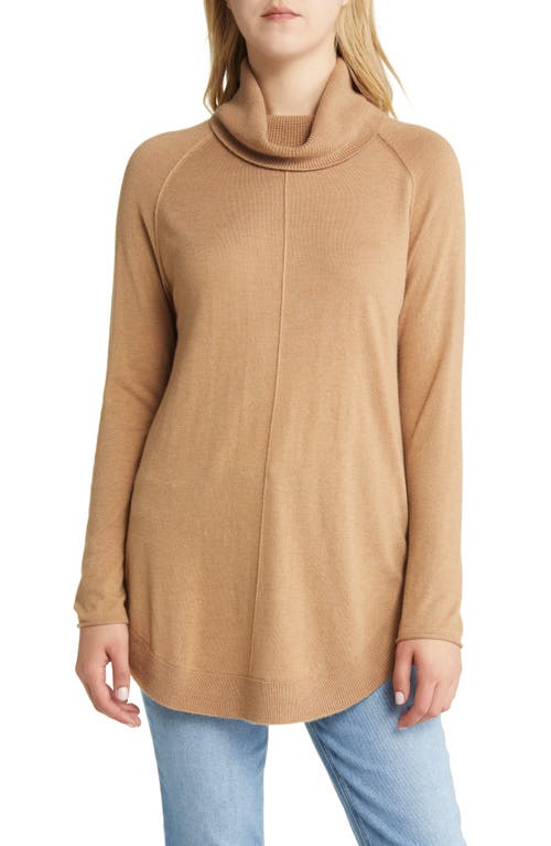 caslon(r) Turtleneck Tunic Sweater in Tan Camel Dark Heather