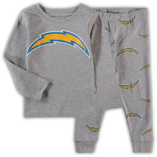 Outerstuff Toddler Heathered Gray Los Angeles Chargers Team Long Sleeve T-Shirt & Pants Sleep Set in Heather Gray