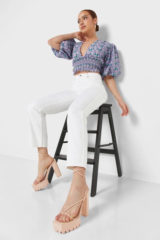 Shop Nocturne High-waisted Mom Jeans In Ecru