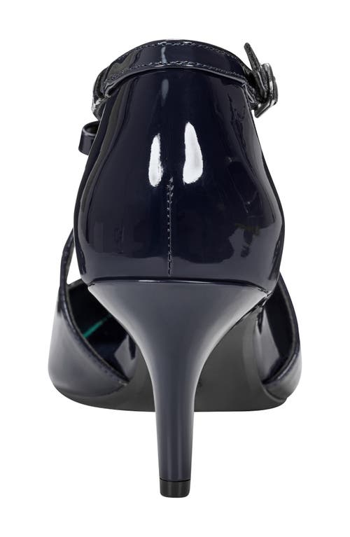 Bandolino Zeffer Kitten Heel Pump In Dark Blue Shiny
