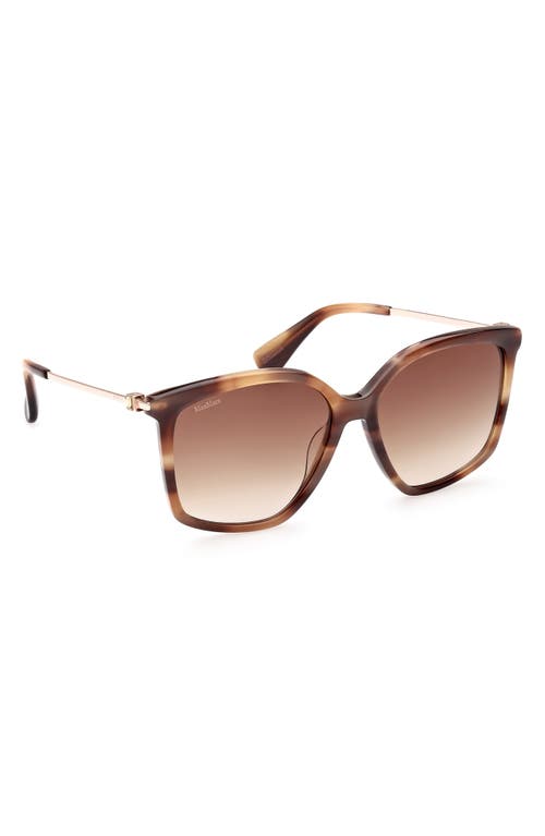 Shop Max Mara 56mm Gradient Geometric Sunglasses In Shiny Dark Brown/grad Brown