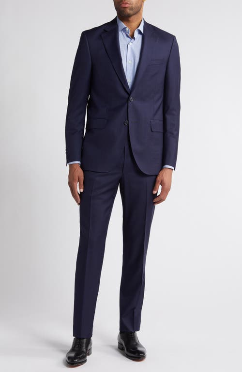 Peter Millar Tailored Fit Plaid Wool Suit Blue at Nordstrom