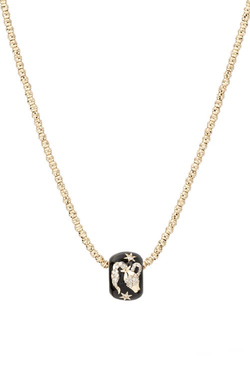 Shop Adina Reyter Diamond Zodiac Pendant Necklace In Yellow Gold/aquarius