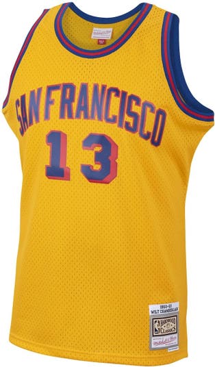 Men's Los Angeles Lakers Wilt Chamberlain Mitchell & Ness Gold Hardwood  Classics Stitch Name & Number T-Shirt