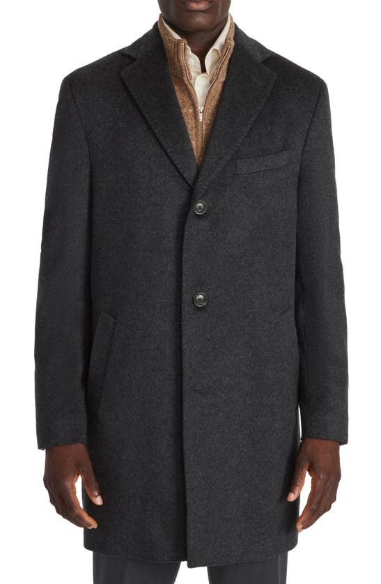 Jack Victor Wesley Wool & Cashmere Top Coat In Black