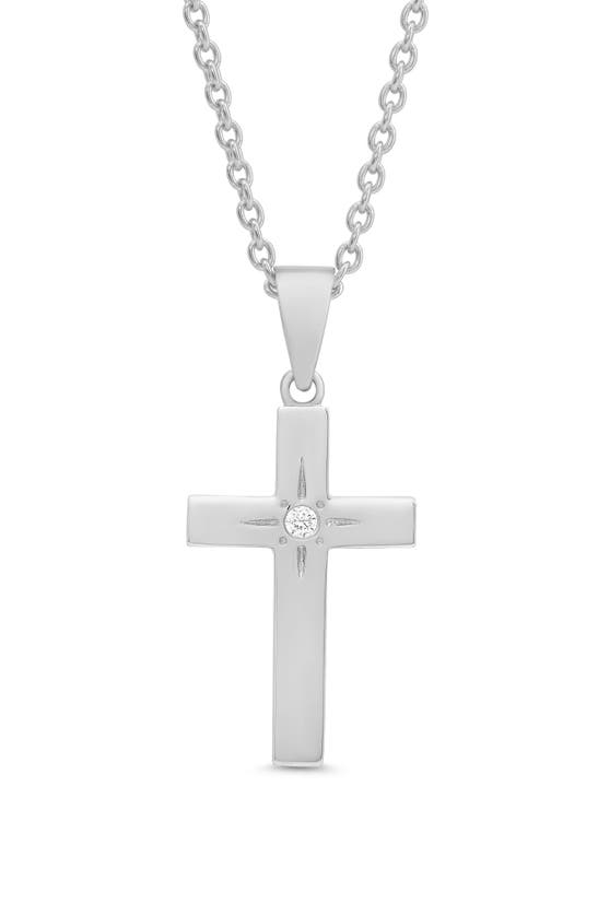 Shop Lily Nily Kids' Cubic Zirconia Cross Pendant Necklace In Silver