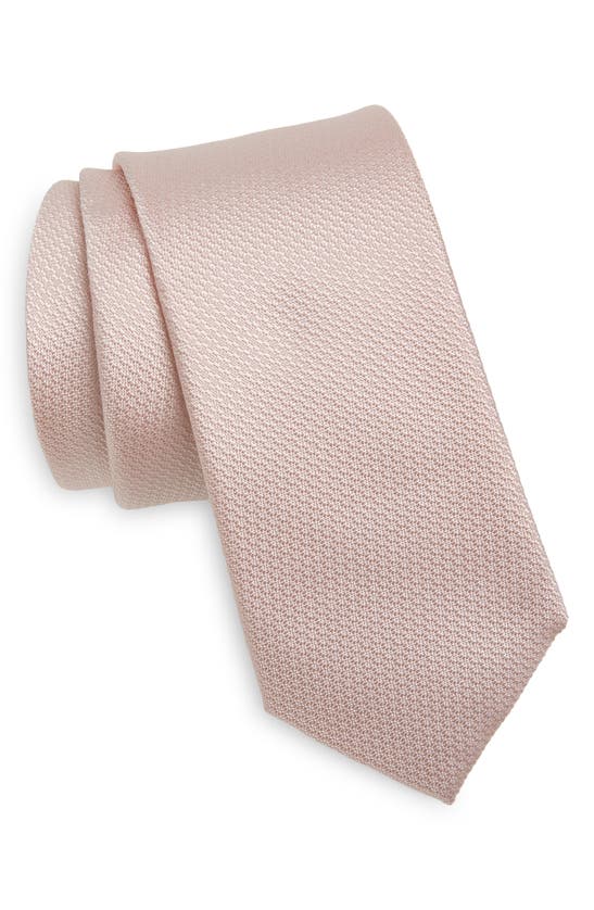 Ted Baker Phillo Textured Silk Skinny Tie In Dusky-pink