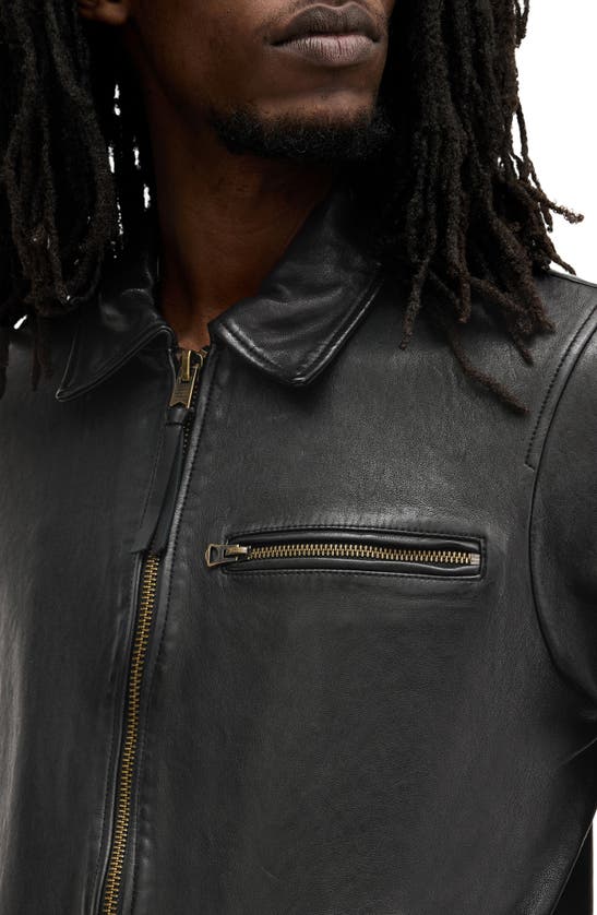 Allsaints Miller Lambskin Leather Biker Jacket In Black