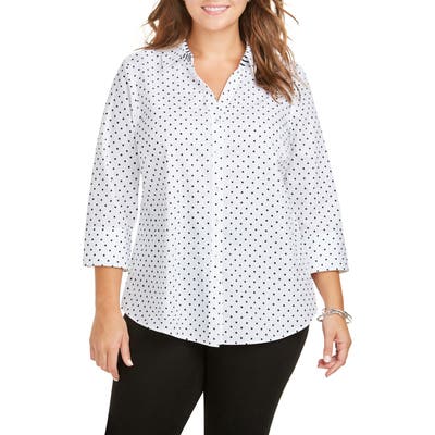 Plus Size Foxcroft Mary Star Dot Shirt, Black