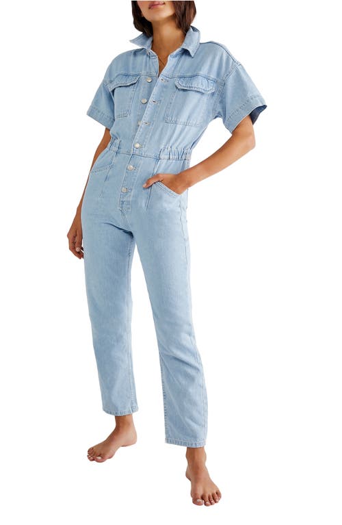 Free People We the Free Marci Denim Jumpsuit in Clear Skies at Nordstrom, Size Medium