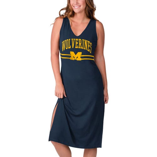 Women's G-III 4Her by Carl Banks Navy Michigan Wolverines Training V-Neck Maxi Dress