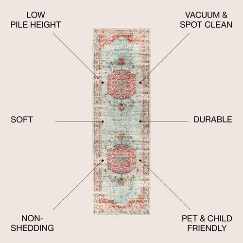 Jonathan Y Andalus Vintage Medallion Area Rug In Coral/ivory