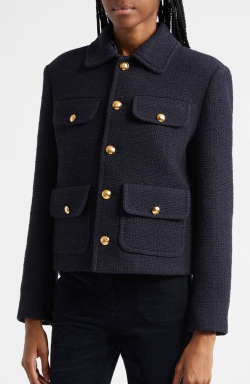 Shop Nili Lotan Paola Tweed Jacket In Dark Navy