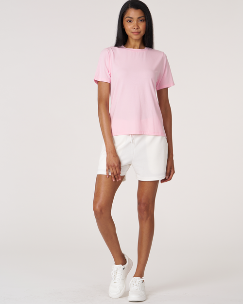 Rebody Active Rebody Essentials Short Sleeve Top In Pink