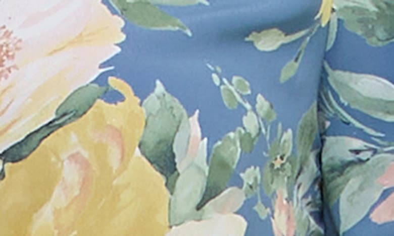 Shop Socialite Print Flutter Sleeve Dress In Blue Floral