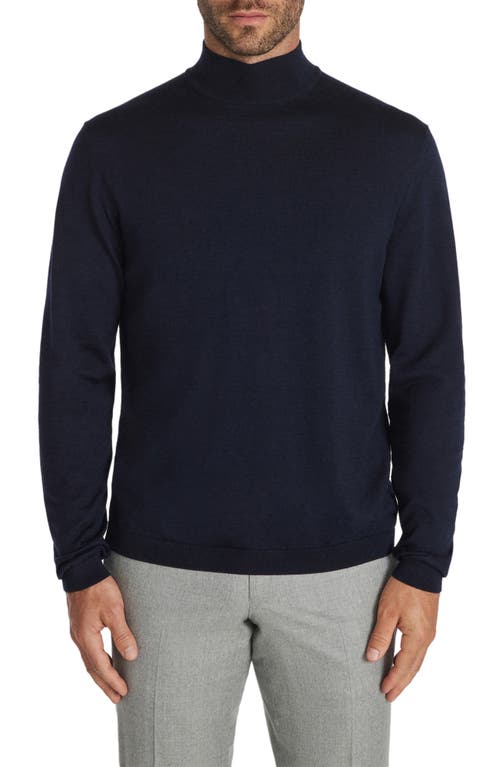 Beaudry Mock Neck Wool Blend Sweater in Navy