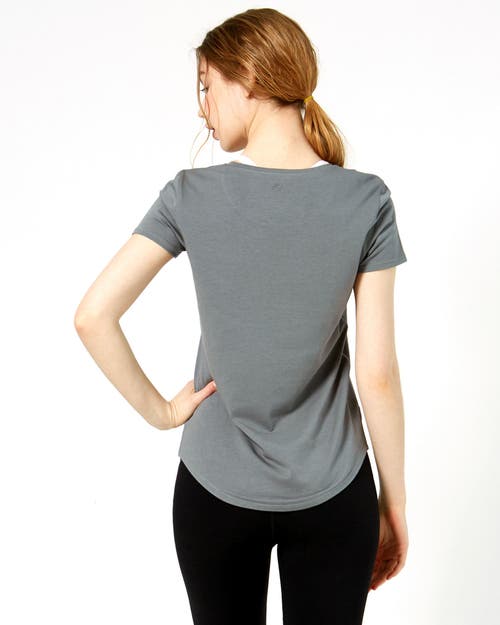 Rebody Active Rebody Essentials Scooped Short Sleeve Top In Stone Olive
