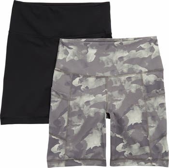 Yogalicious Lux Camo High Rise Bike Shorts In P594 Camo Marble Pink Combo