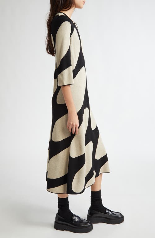 Shop Marimekko Putrido Linssi Wool Blend Sweater Dress In Black Beige