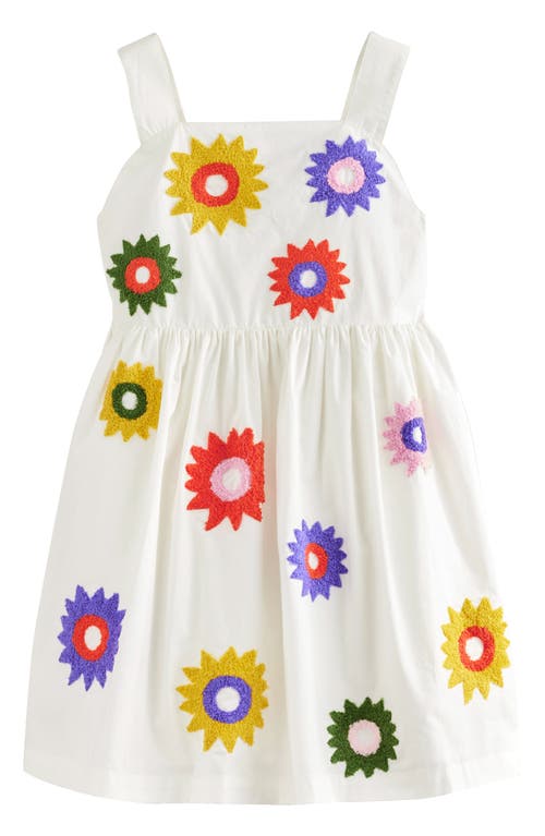 Mini Boden Kids' Bouclé Floral Cotton Sundress in Ivory Flowers