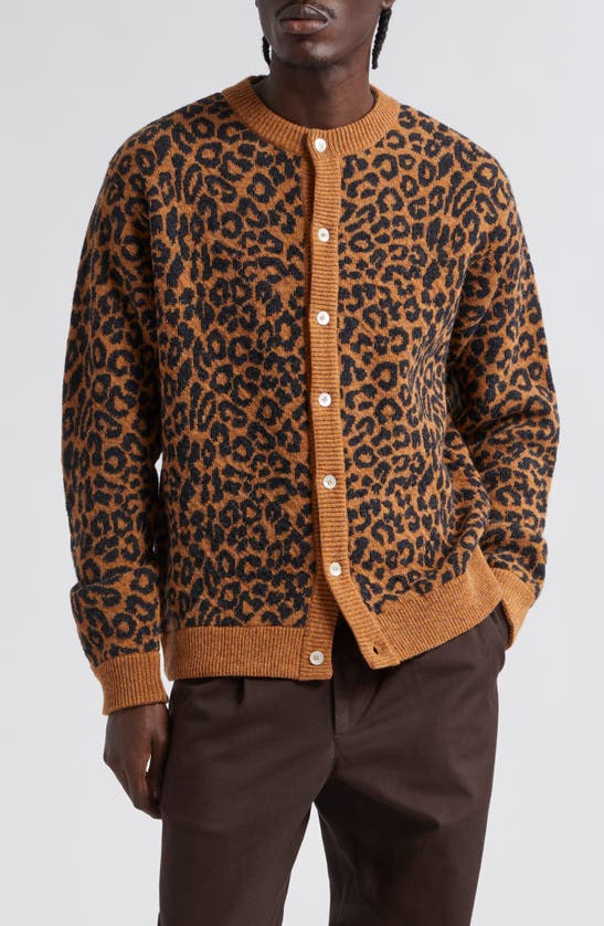 Shop Noah Animal Print Wool Cardigan In Leopard