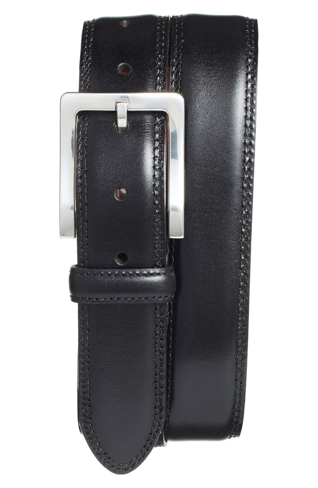 Bosca Double Stitch Leather Belt Nordstrom