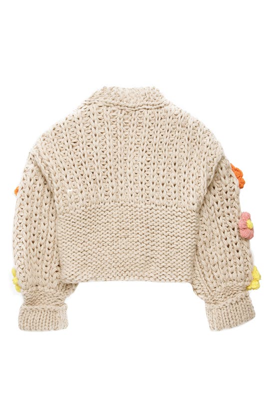 Saachi Chunky Floral Crochet Cardigan In Taupe